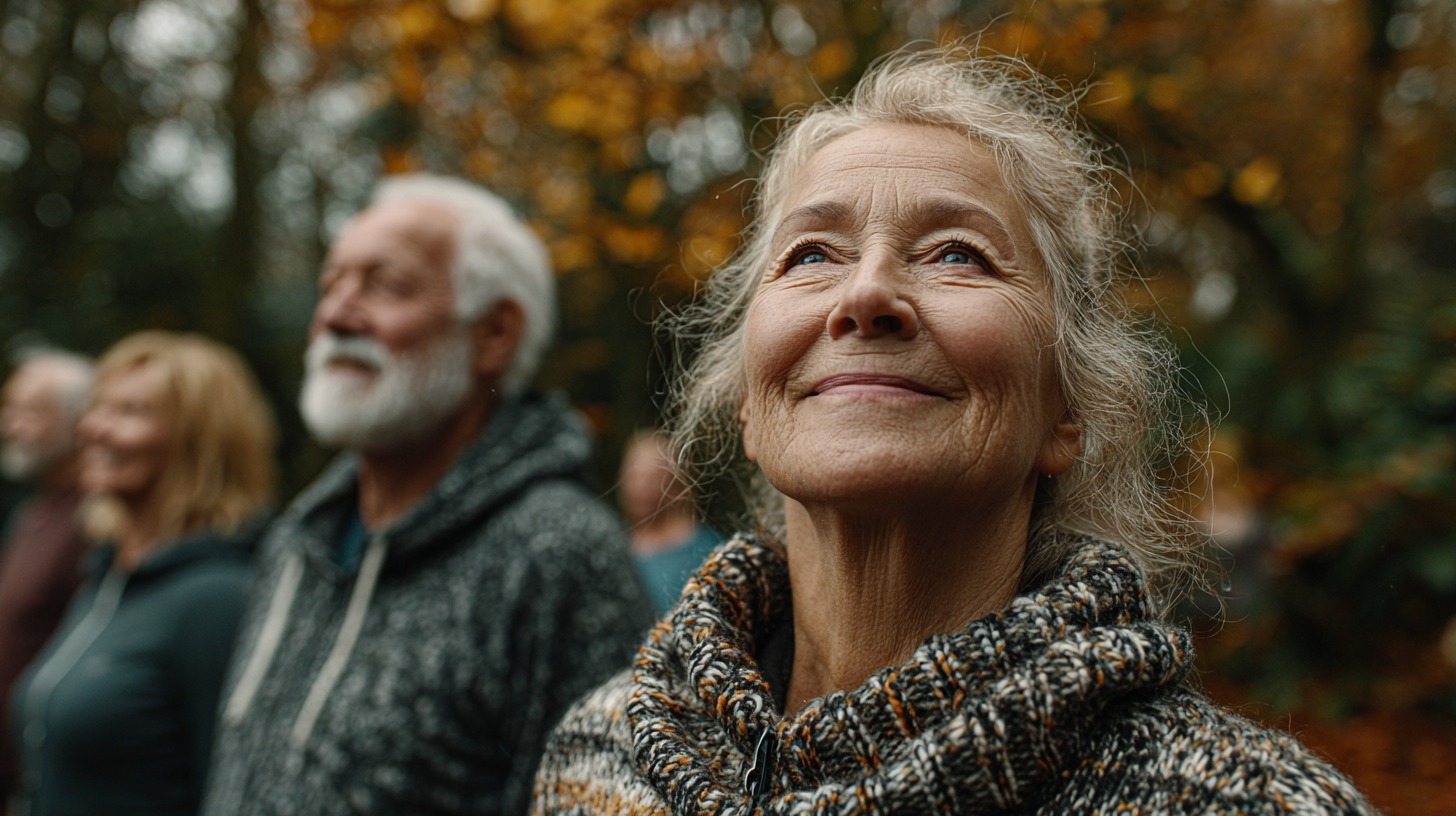 Група людей зрілого віку на заняттях йоги